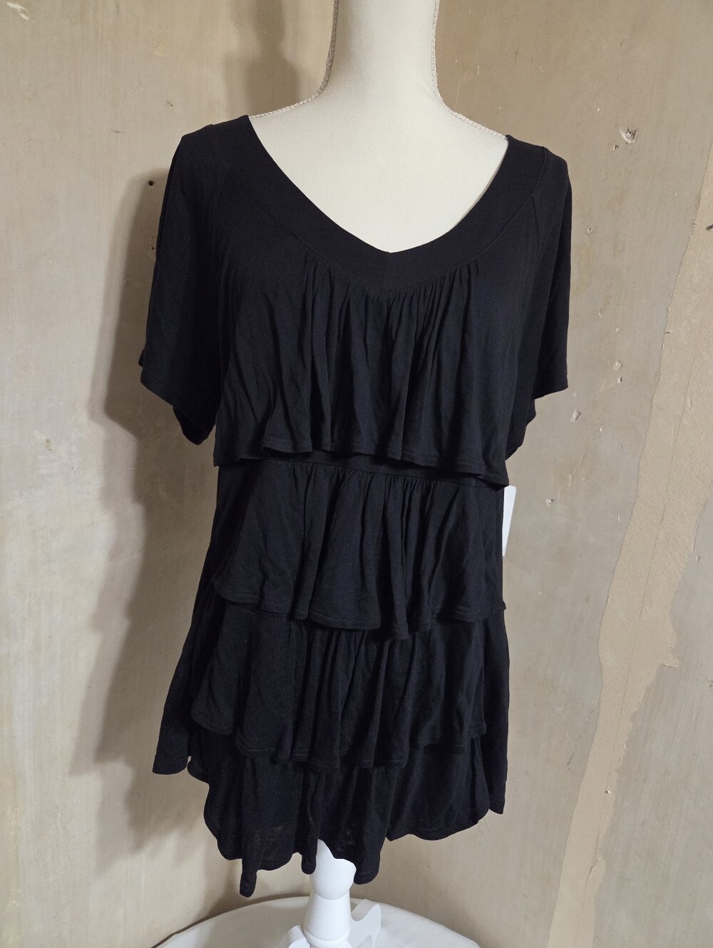 Black Ruffle Front Top - Picture 9 of 9